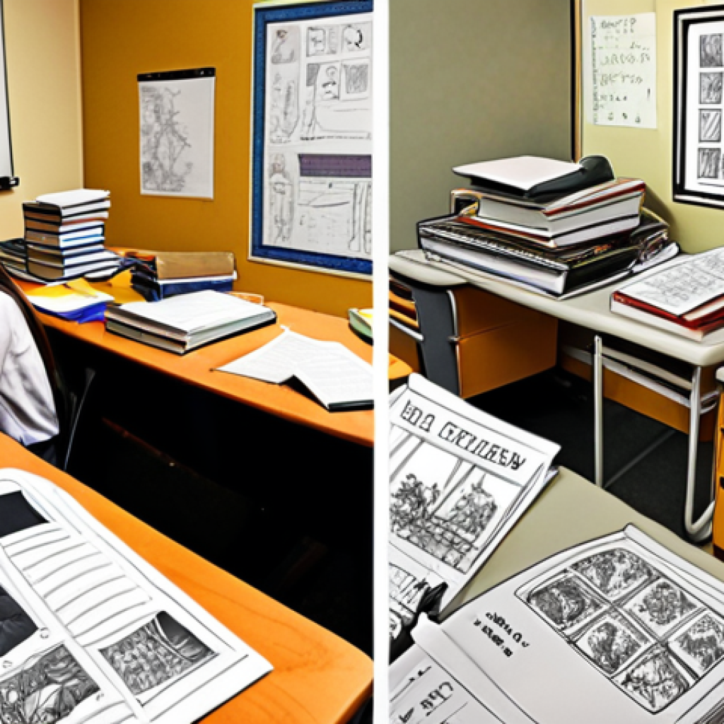 A landscape design student's journey from struggle to clarity: The left side depicts a desk cluttered with overwhelming textbooks, messy sketches, and a frustrated student, conveying confusion and the "ordeal" of initial learning. The right side shows a transformation, with an organized workspace, clear design plans, open case study examples, and a focused, confident student actively engaged in "deliberate practice" or a "mock exam," illustrating the transition to efficient, joyful learning.