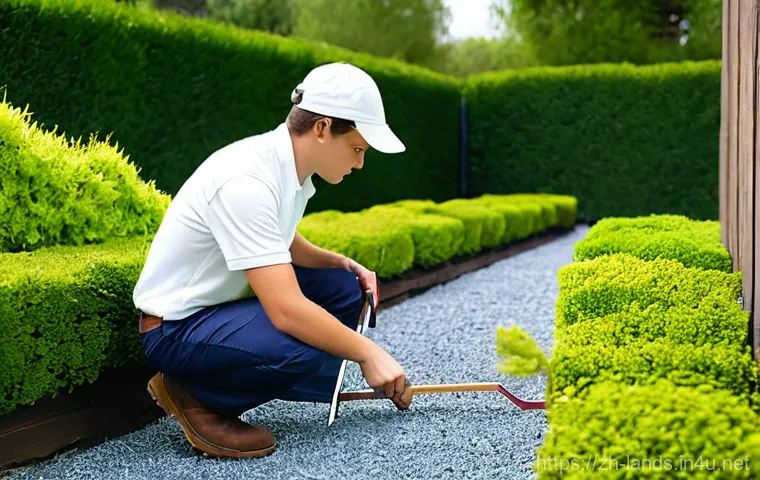 조경 실기 시험장 준비물 리스트 - **Prompt 2: Preparing the Earth for New Life**
    A dedicated gardener, wearing sturdy denim overal...