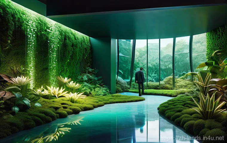 조경 분야에서의 AI 기술 활용 사례 - **Prompt:** A lush, vibrant modern garden bathed in soft morning light. Dew drops are visible on a v... 조경 분야에서의 AI 기술 활용 사례 - **Prompt:** A lush, vibrant modern garden bathed in soft morning light. Dew drops are visible on a v...