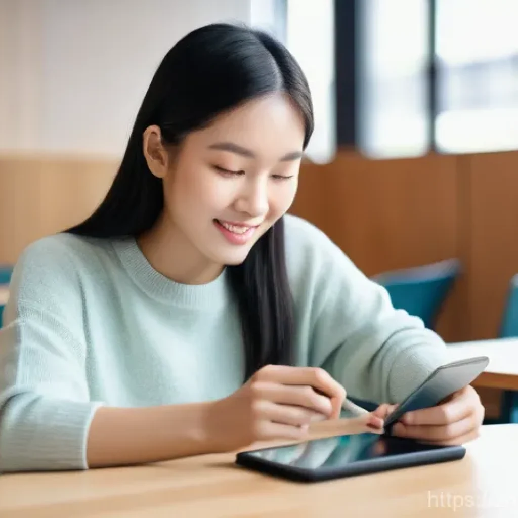 조경 자격증 공부 시 추천 어플리케이션 - **Prompt:** A young East Asian female student, around 20-25 years old, sits comfortably in a modern,...