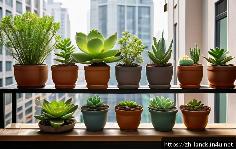 조경 초보자를 위한 학습 로드맵 - A cozy urban balcony garden scene in modern Chinese style, featuring a variety of potted plants incl...